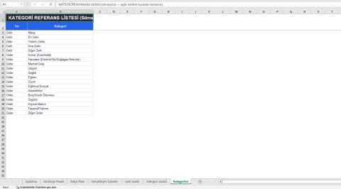 aile bütçe planlama excel 8