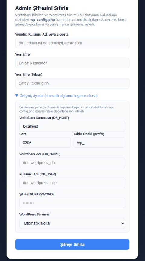wordpress admin şifre sıfırlama 2