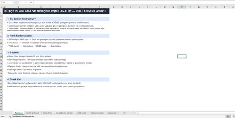 aile bütçe planlama excel