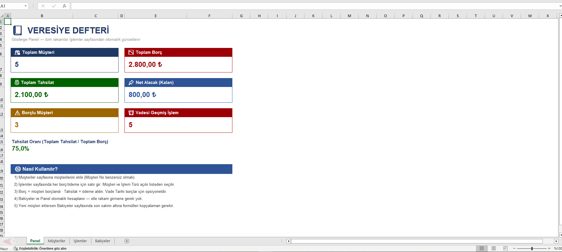 excel veresiye defteri 1
